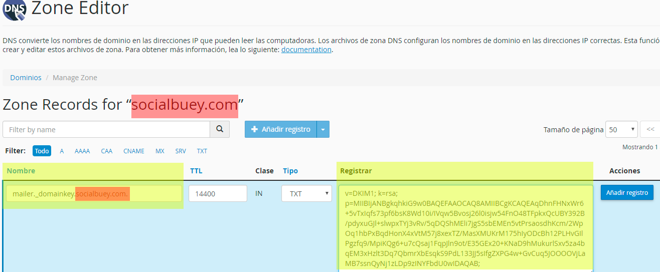 CPANEL7 Configuracion DKIM